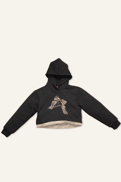 Girls Grey Solid Sweatshirt With Trouser