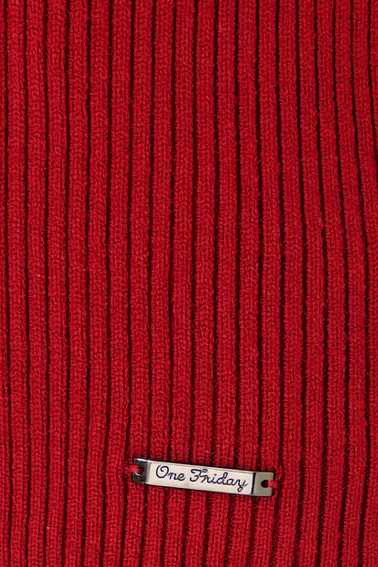Unisex Red High Neck Acrylic Knit Jumper