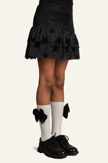 Girls Star Design Black Skirt