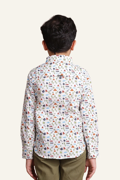 Boys Off White Adventurer Cotton Shirt