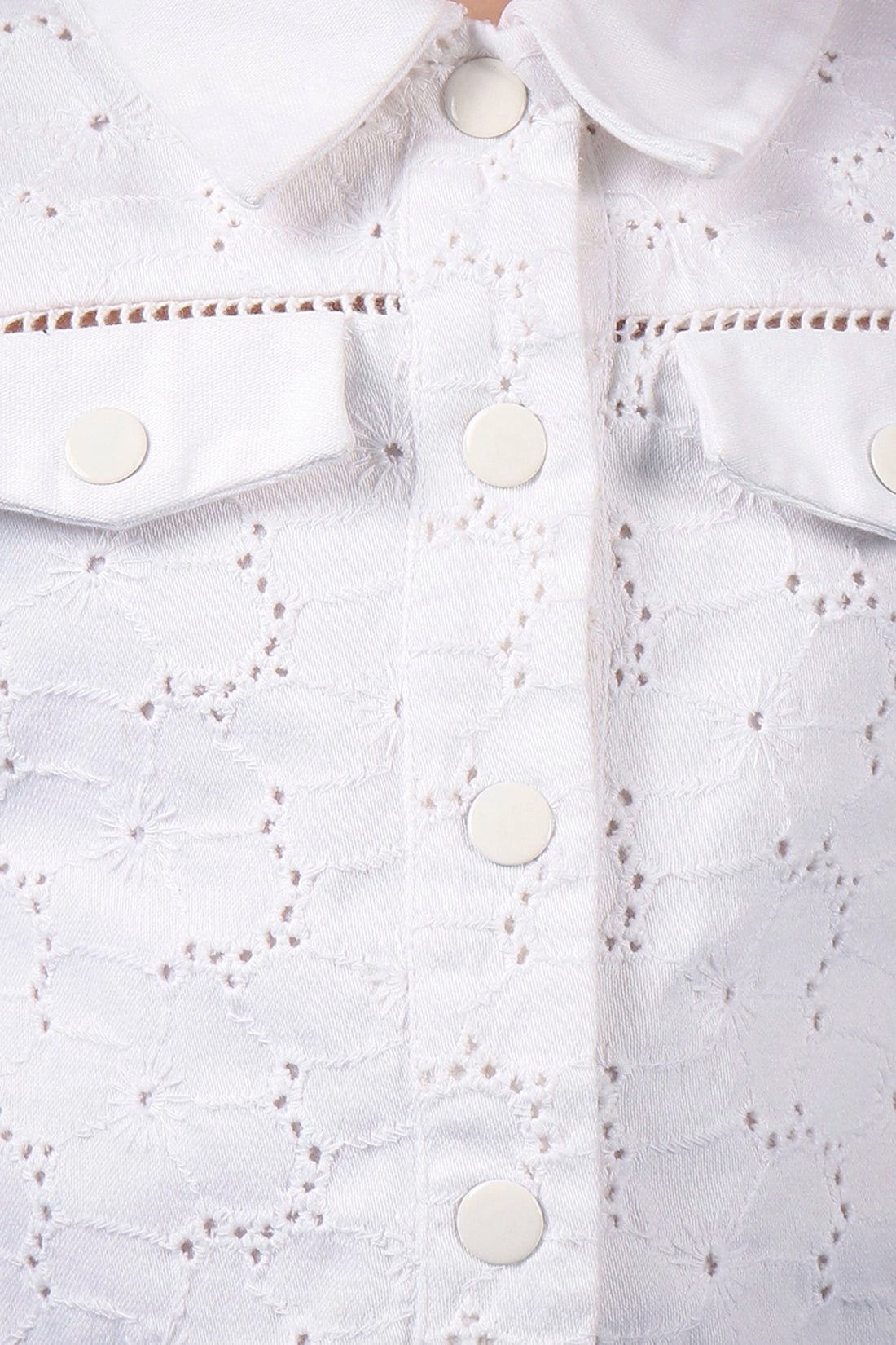 Girls White Schiffli Jacket