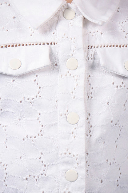 Girls White Schiffli Jacket