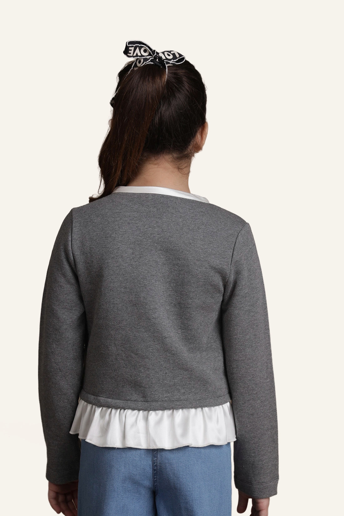 Girls Grey Stripes Top