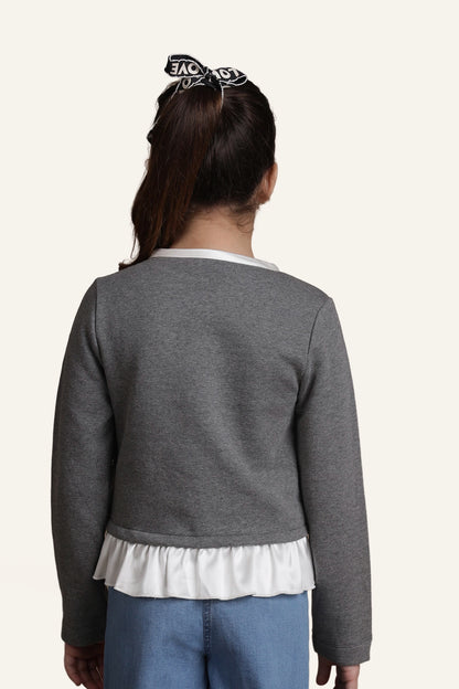 Girls Grey Stripes Top