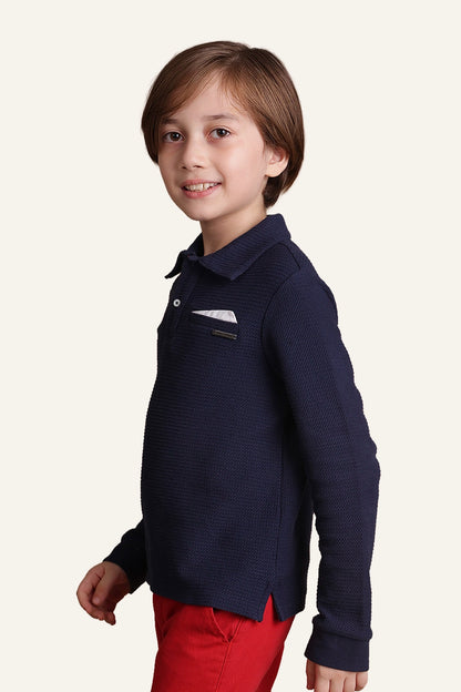 Boys Navy Blue Knitted T-shirt