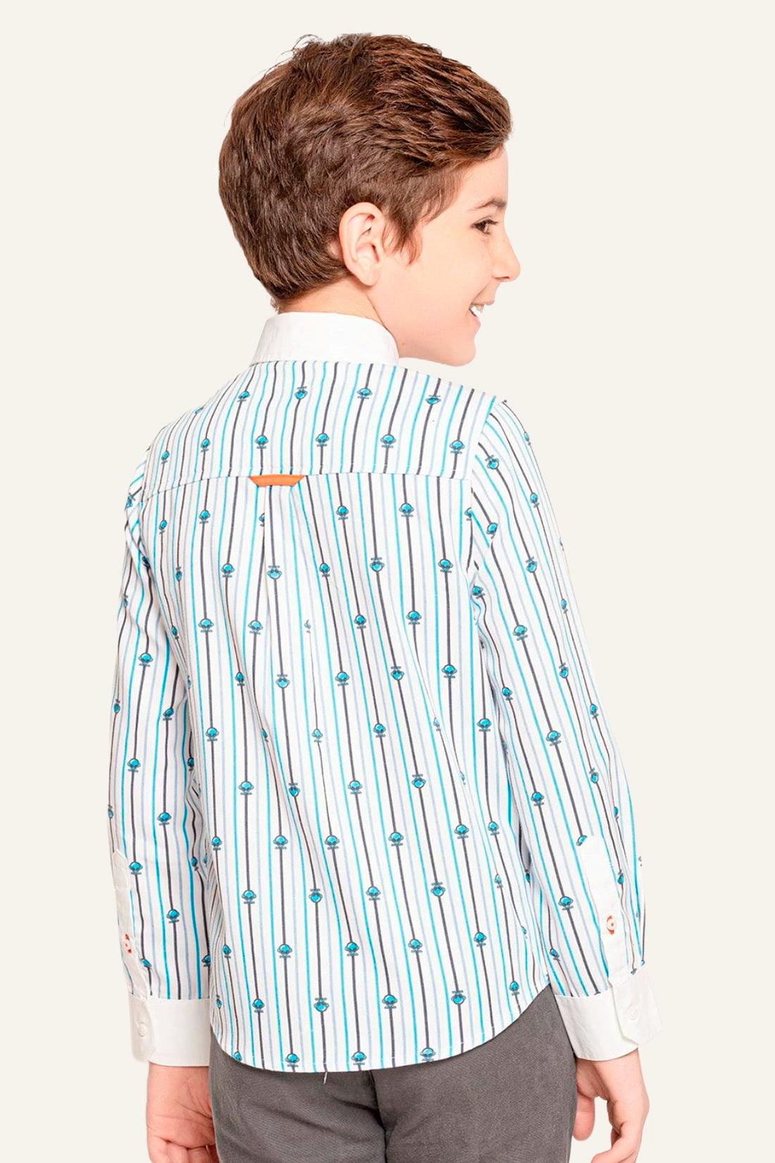 Boys White Stripes With Alien Logo Shirt