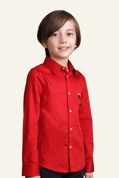 Boys Red Collared Shirt