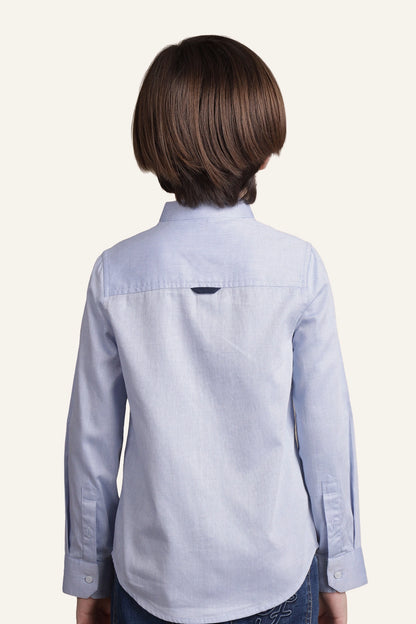 Boys Blue Mandarin Collared Shirt