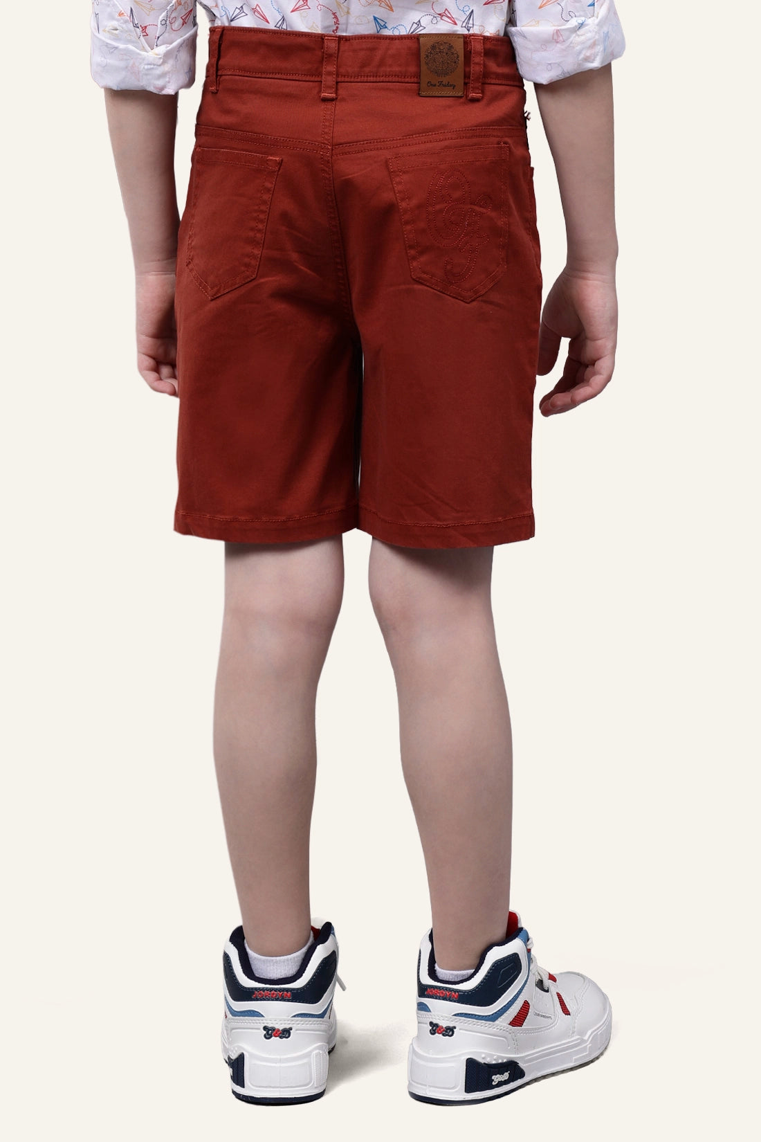 Boys Brown Cotton Solid Short