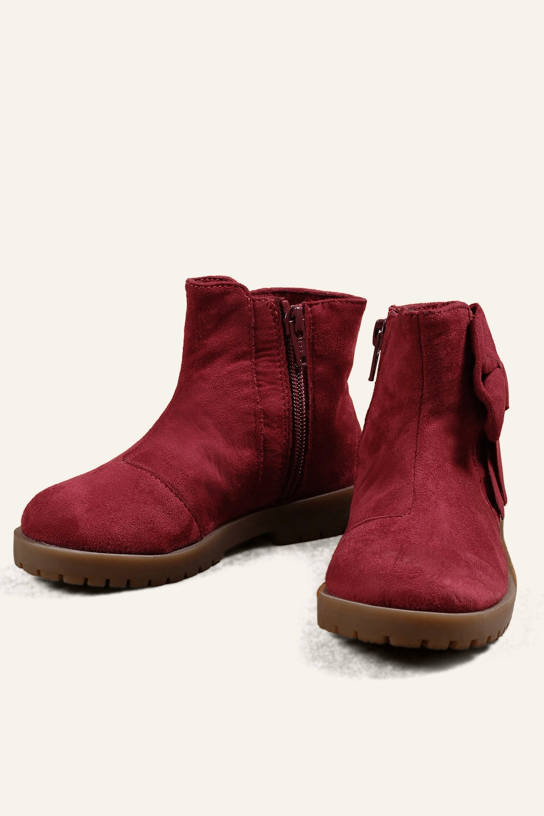 Girls Maroon Solid Boots