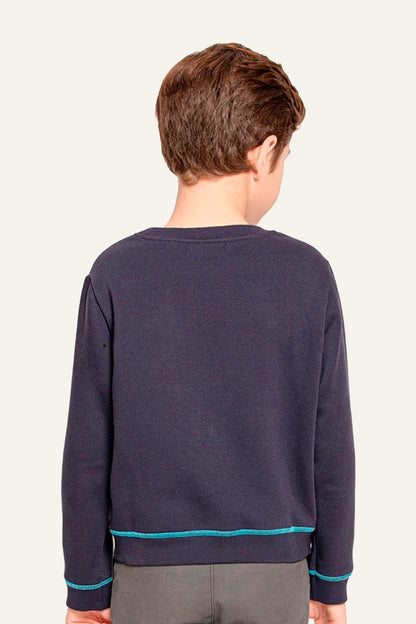 Boys Navy Blue Alien Printed Sweatshirt