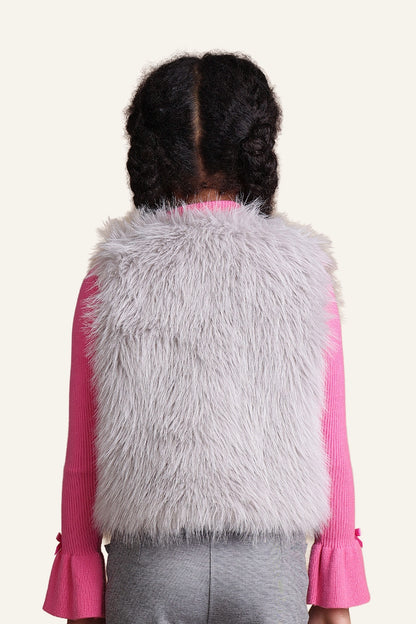 Girls Grey Faux Fur Shrug
