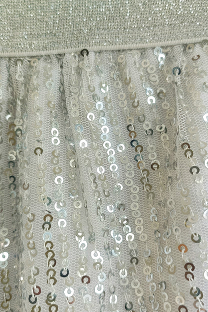 Girls White Sequin Short