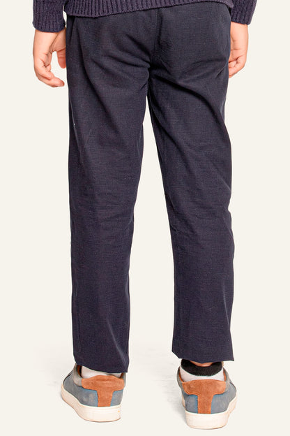 Boys Navy Blue Embroidered Trouser