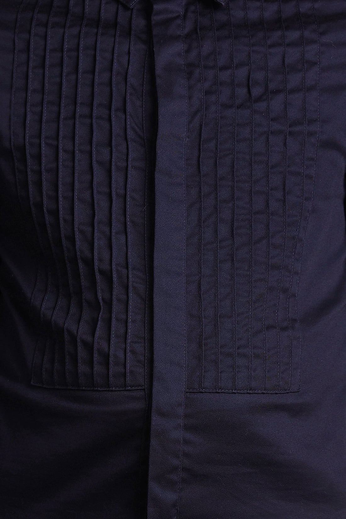 Boys Navy Blue Pintuck Slim Fit Shirt