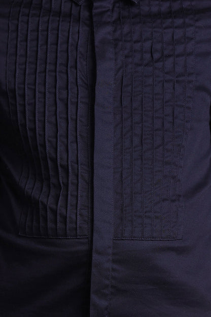 Boys Navy Blue Pintuck Slim Fit Shirt