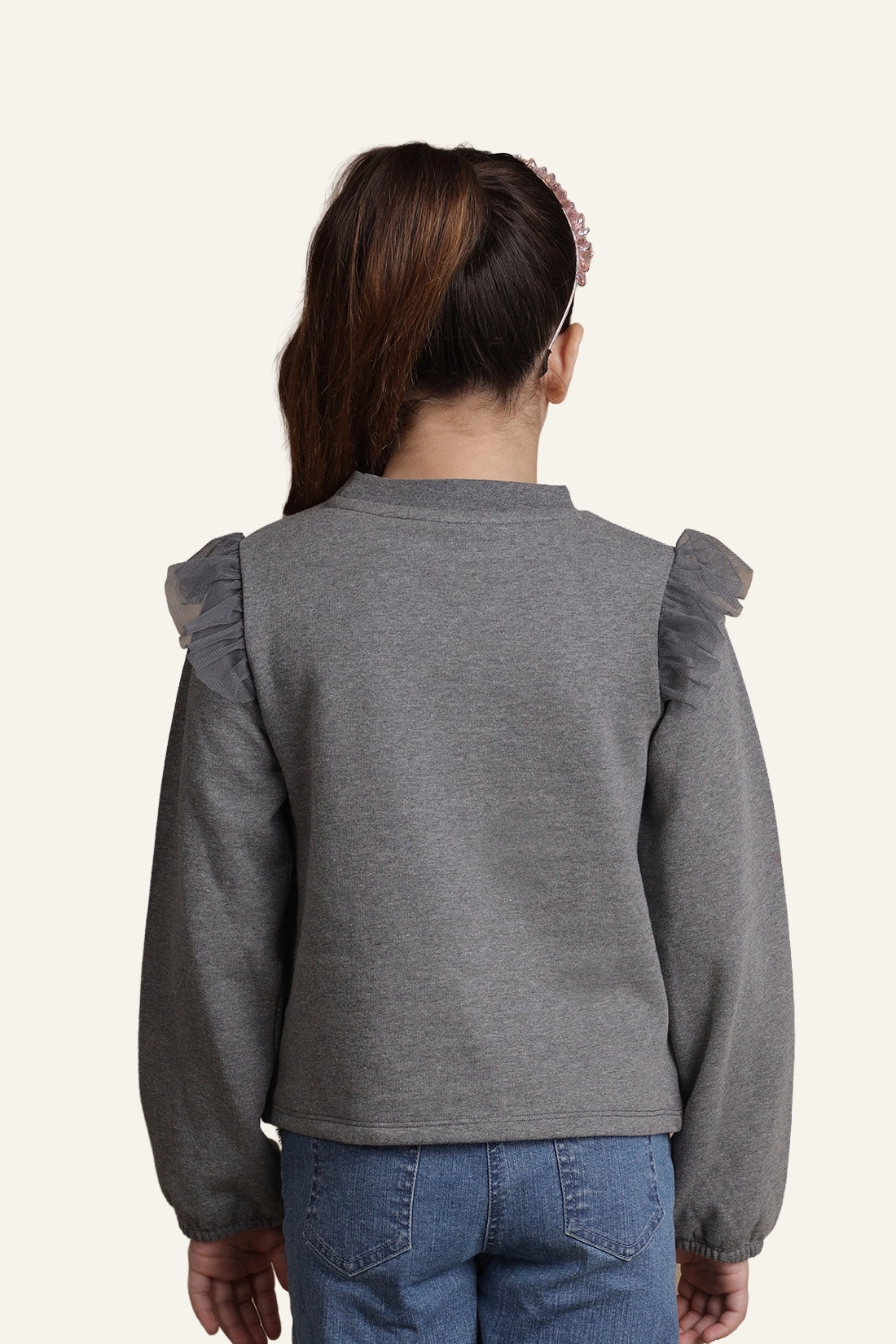 Girls Grey Pullover Top