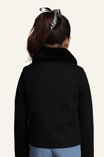 Girls Sequinned Black Jacket