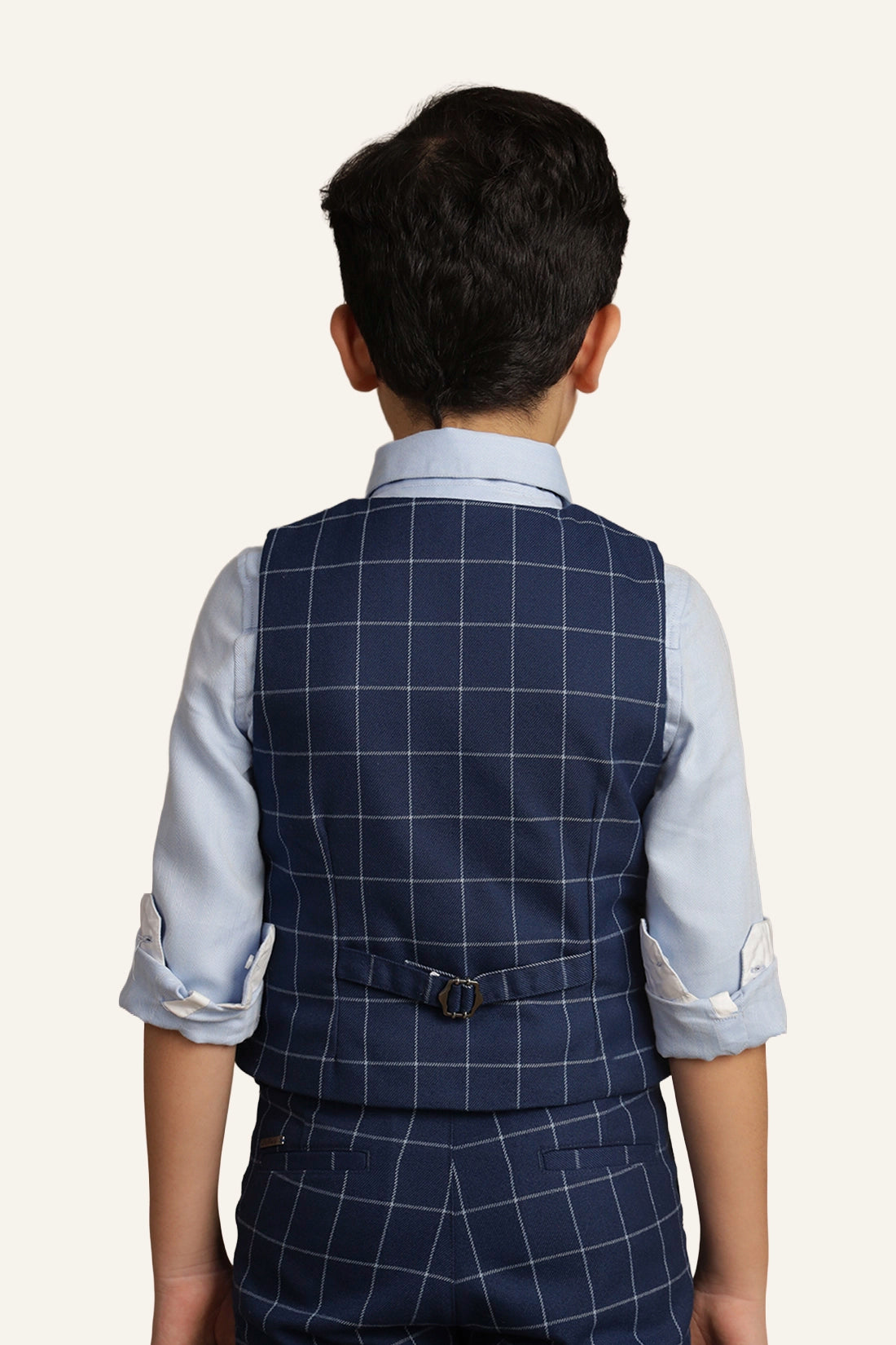 Boys Blue Checks Waist Coat