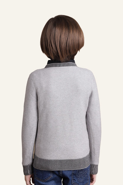 Boys Grey Solid Sweater