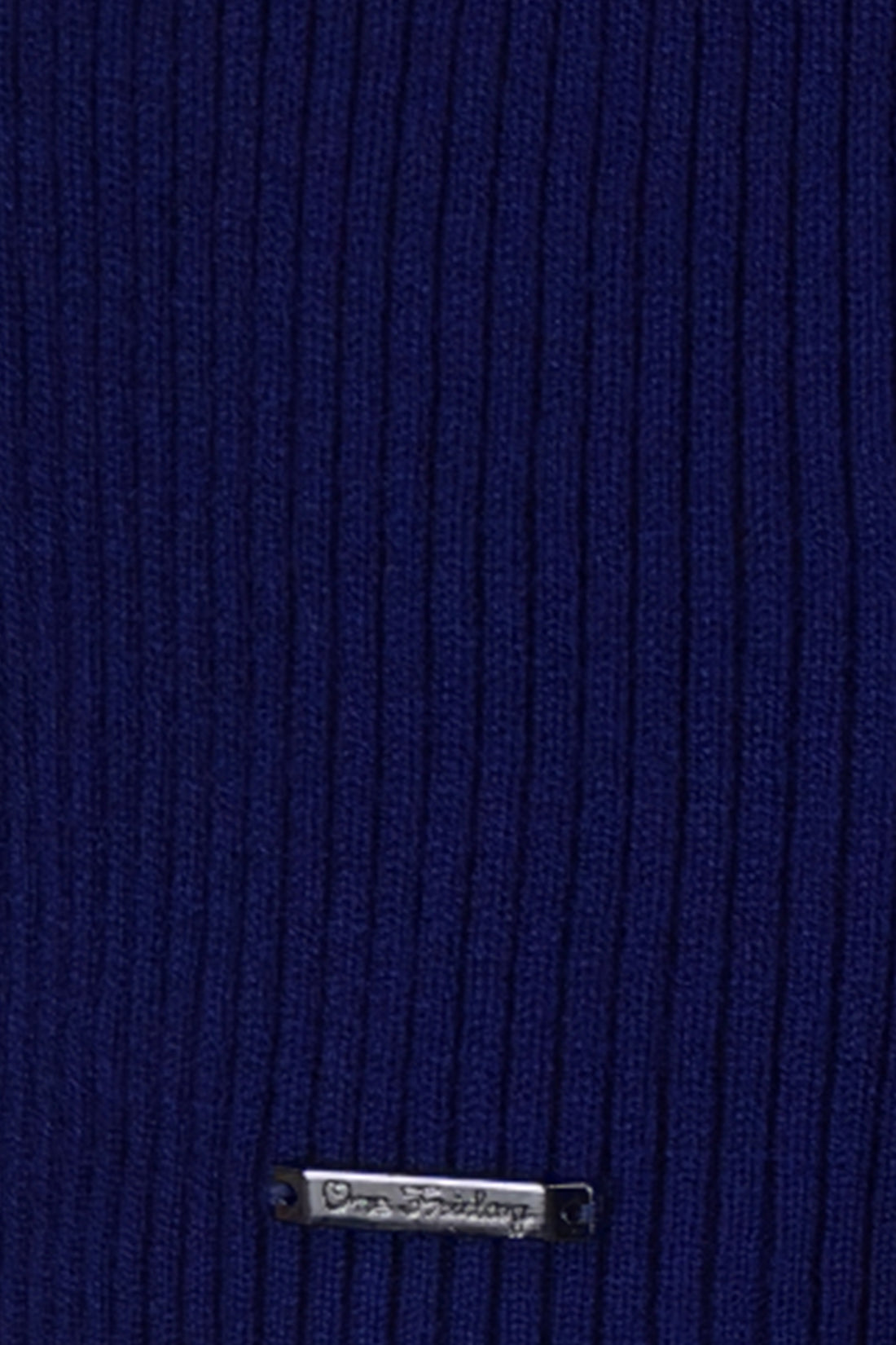 Unisex Navy Blue High Neck Flat Knit Jumper