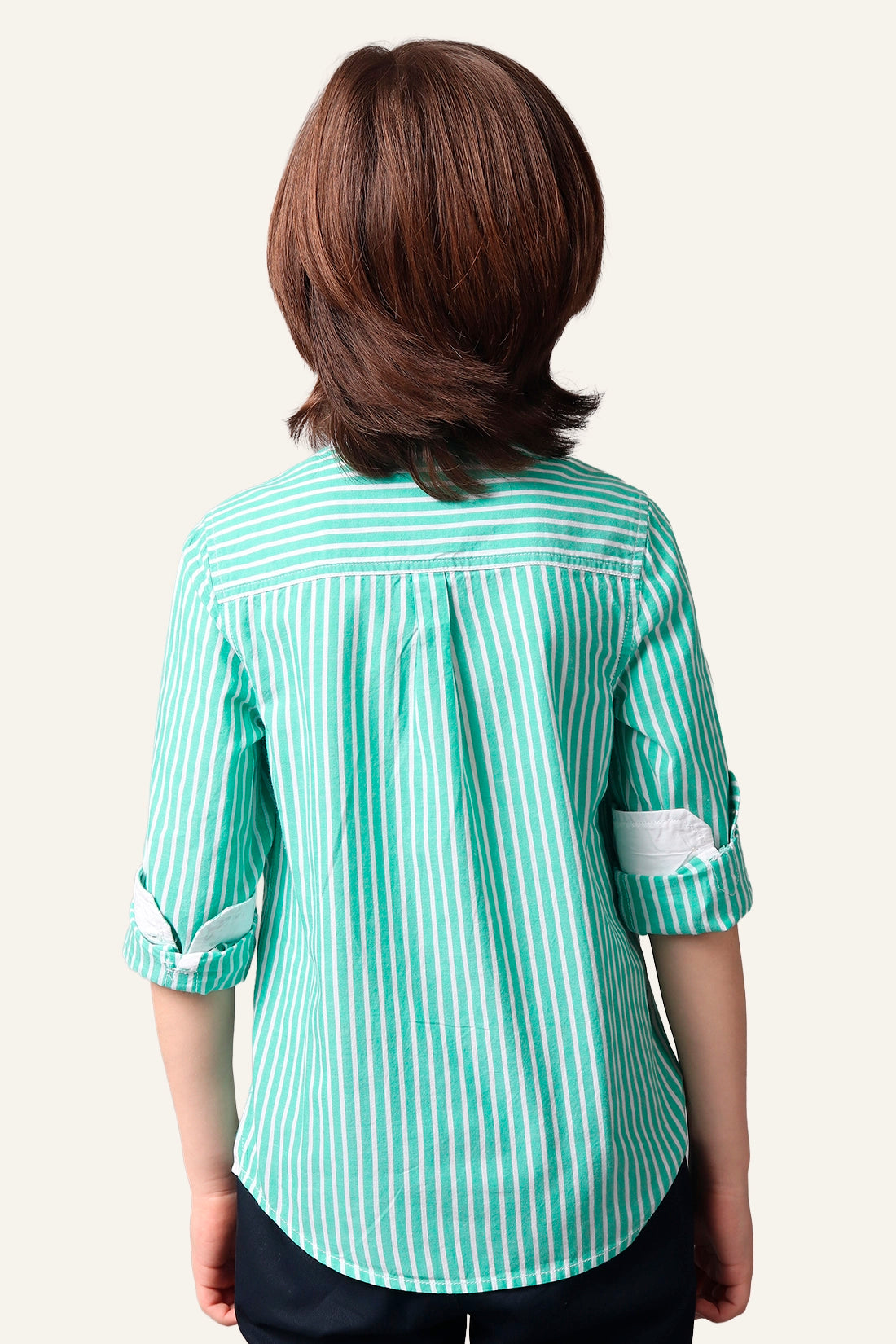 Boys 100% Cotton Band collar Full Sleeves Embroidered Shirt