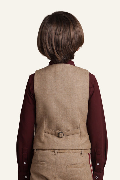 Boys Beige Formal Waistcoat