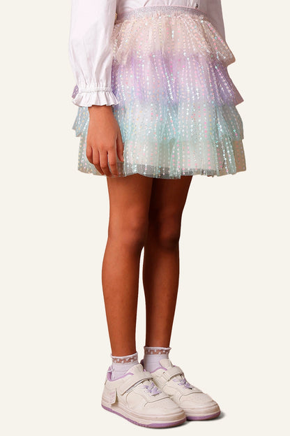 Girls Multicolor Sequins Skirt