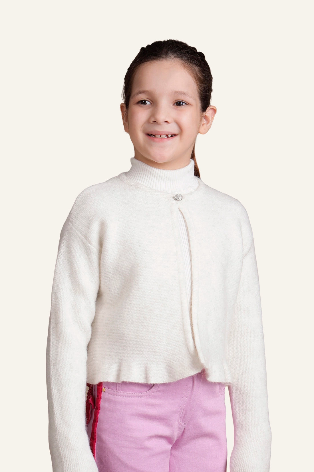 Girls Off White Cardigan