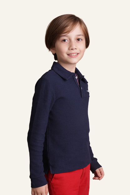 Boys Navy Blue Knitted T-shirt