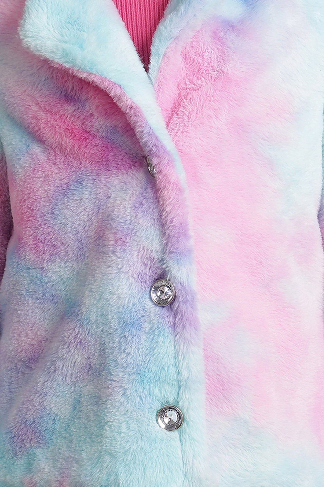Girls Mulitcoloured Fur Overcoat