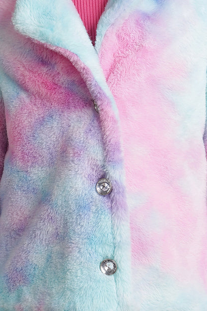 Girls Mulitcoloured Fur Overcoat