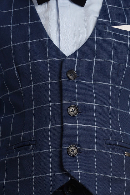 Boys Blue Checks Waist Coat