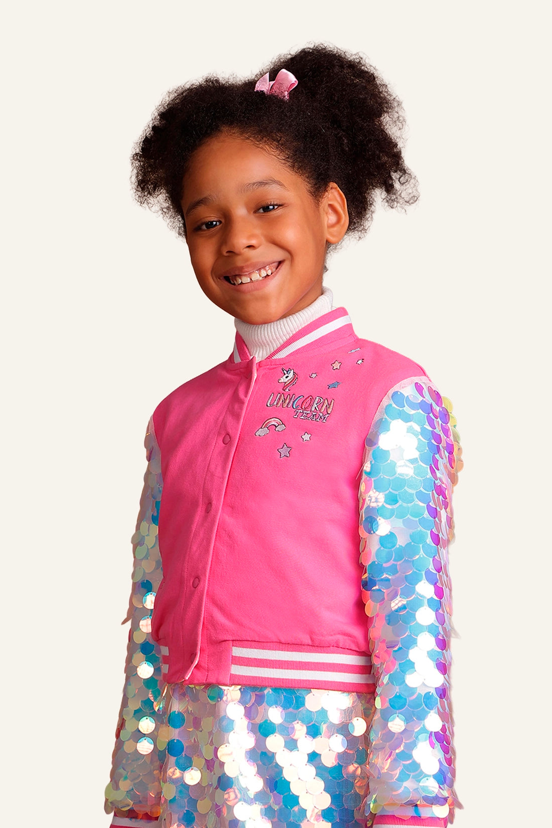 Girls Pink Solid Jacket