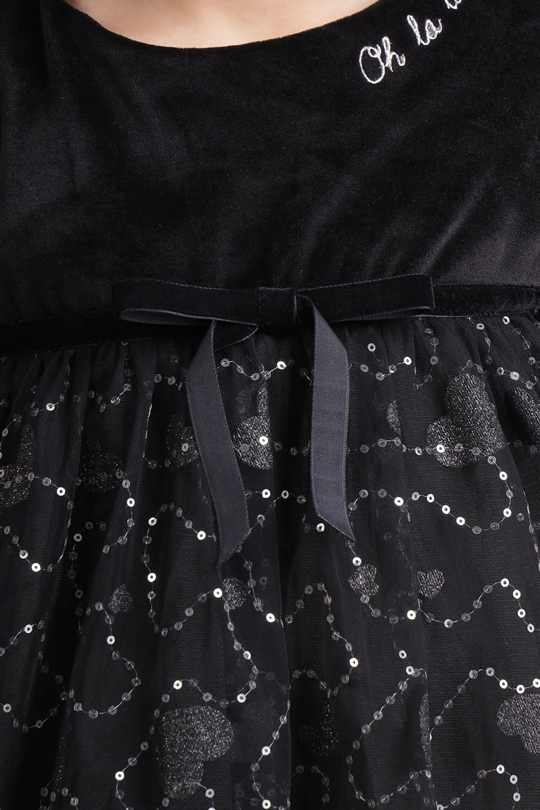 Girls Black Sequinned Dress