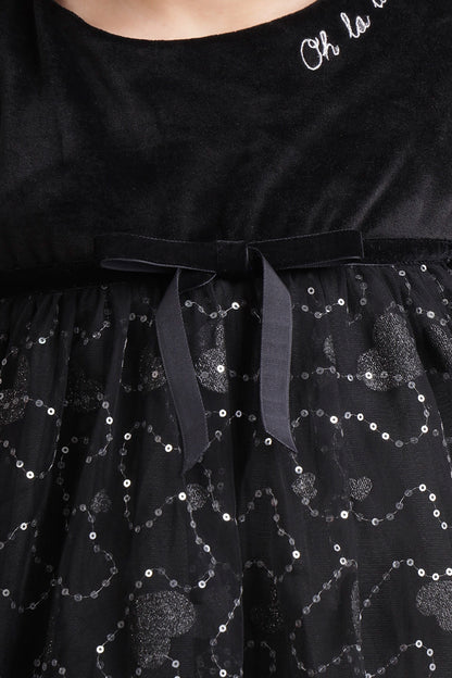 Girls Black Sequinned Dress