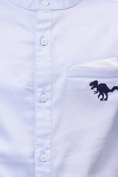 Boys Blue Mandarin Collar Shirt