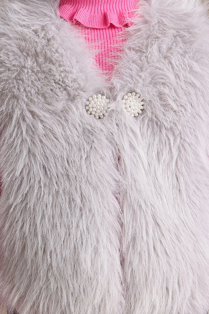 Girls Grey Faux Fur Shrug