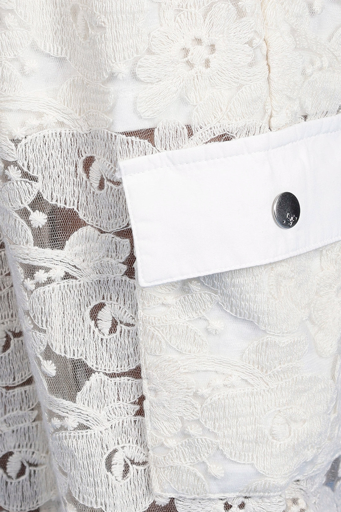 Girls Off White Cotton Laced Jogger