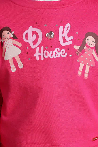 Girls Pink Doll House Themed Sweatshirt