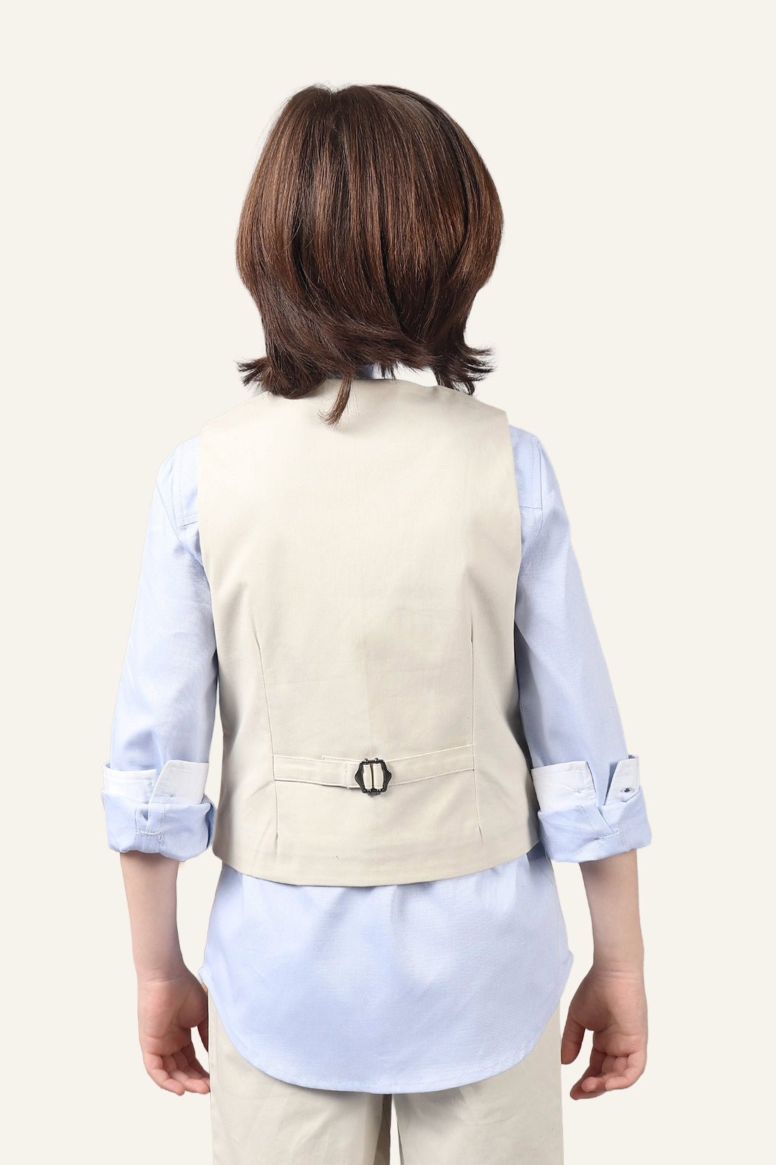 Boys Beige Embroidered Waistcoat