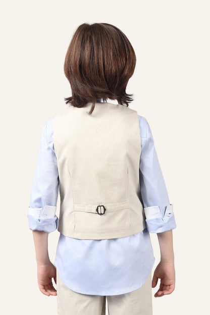 Boys Beige Embroidered Waistcoat
