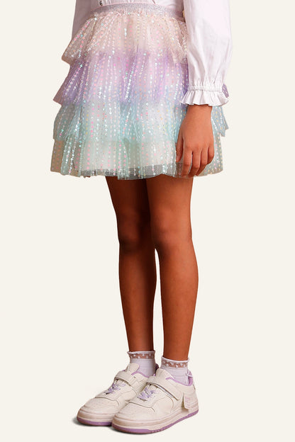 Girls Multicolor Sequins Skirt