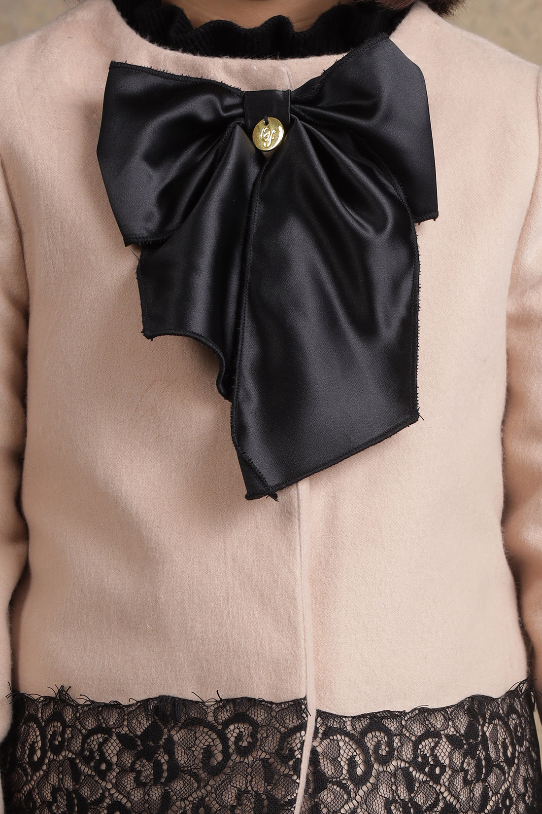 Kids Girls Beige Big Bow Blazer