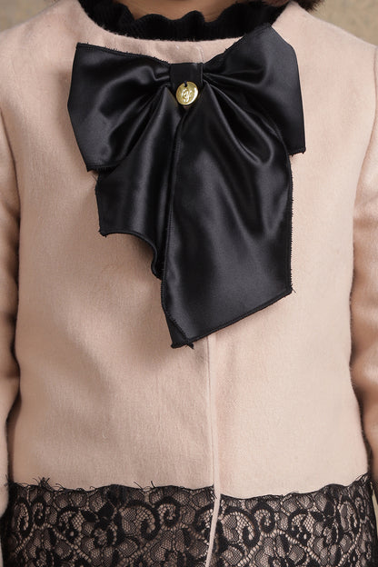 Kids Girls Beige Big Bow Blazer
