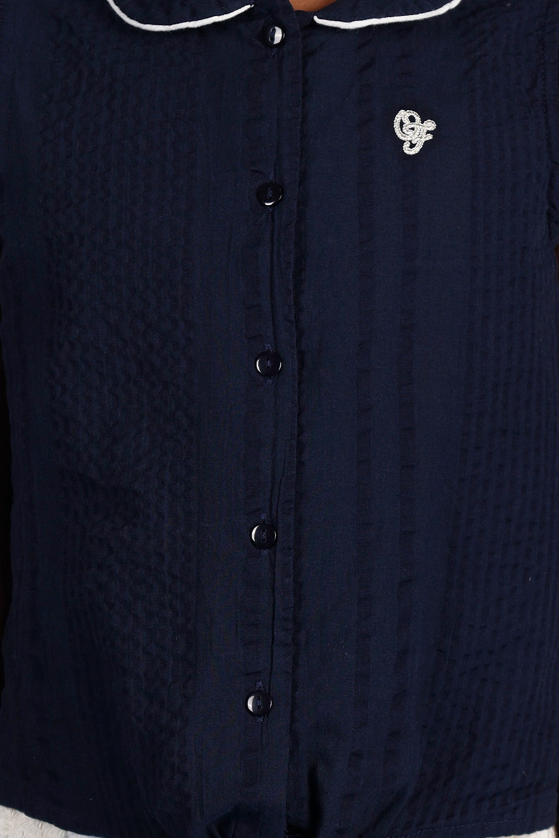 Girls Navy Blue Cap Sleeves Top