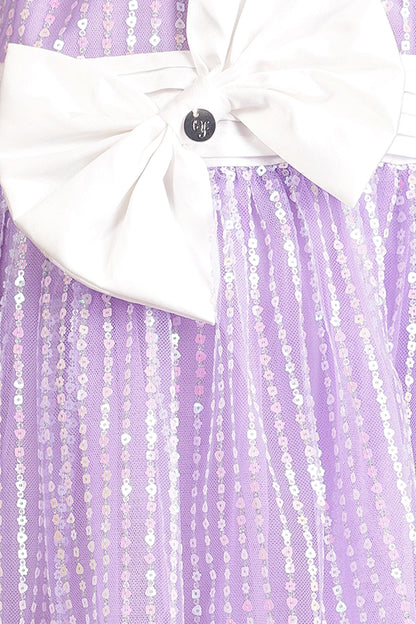 Girls Lilac Soft-Sequined Dress