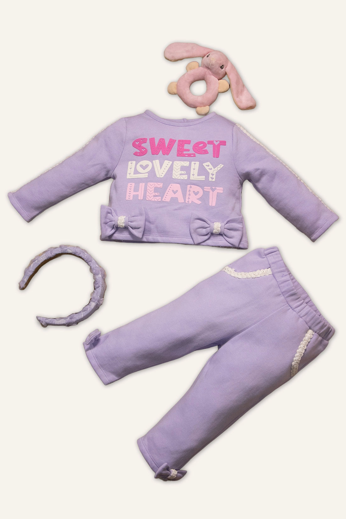 Baby Girls Lilac Sweat Shirt With Track Pant