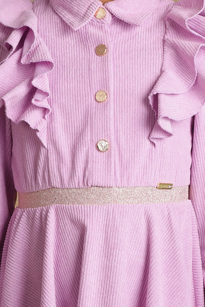 Girls Lilac A-line Flared Dress