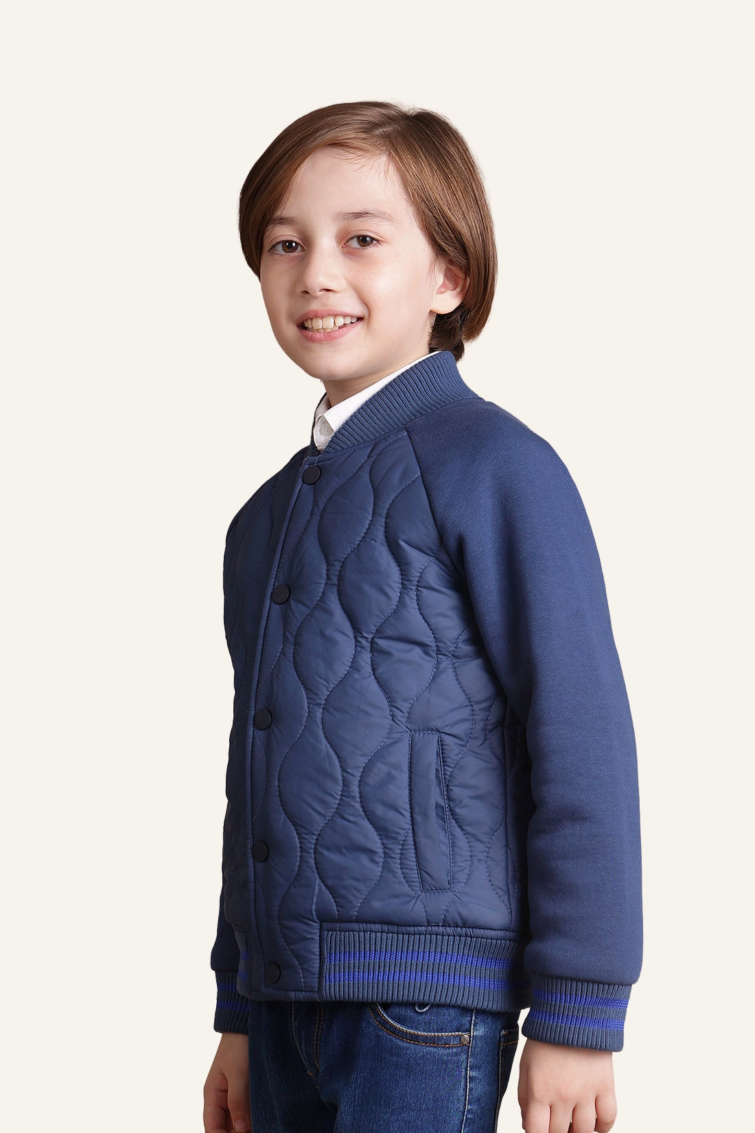 Boys Navy Blue Quilted Jacket